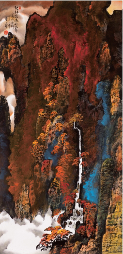 ART-240-陳文珍-秋林泉鳴山水秀-145x72cm